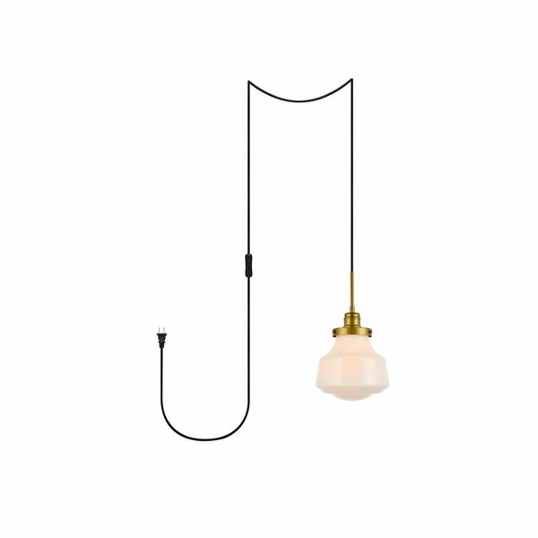 Cling Lyle 1 Light Brass & Frosted White Glass Plug-In Pendant CL2960192